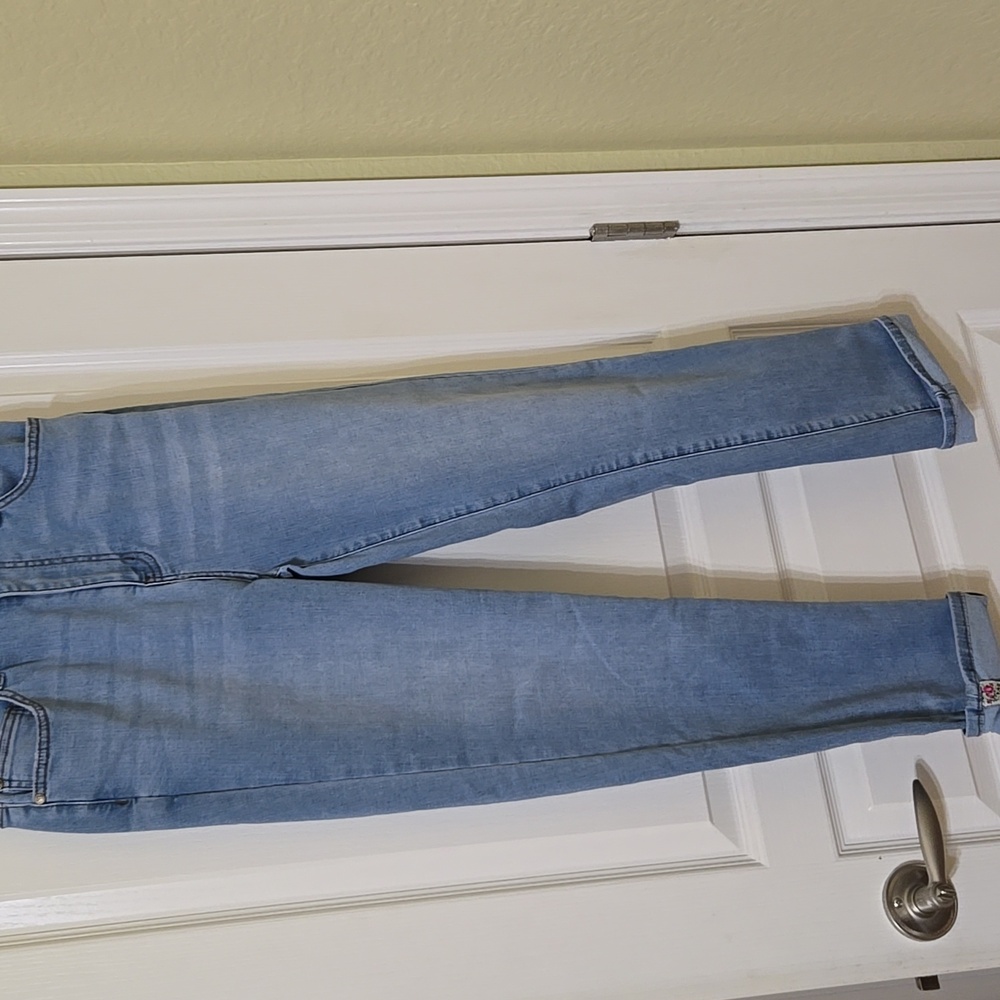 Matilda Jane Blue Denim Fabric, SZ 6, Stretchy, Very Soft. Can roll Cuff Or Not.